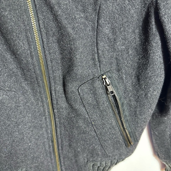 Express Dark Gray Cropped wool Jacket Y2K - Picture 4 of 4